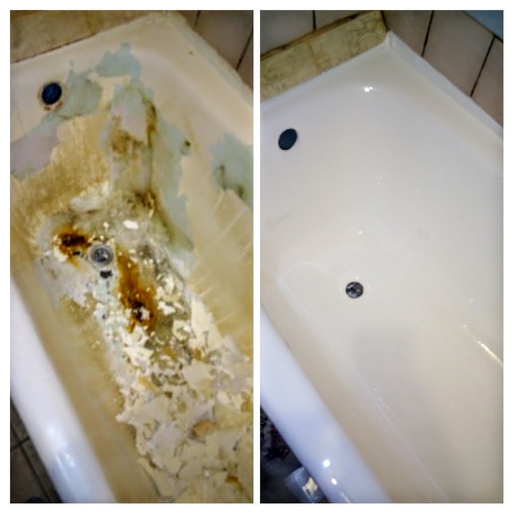 Чугунная ванна до и после реставрации