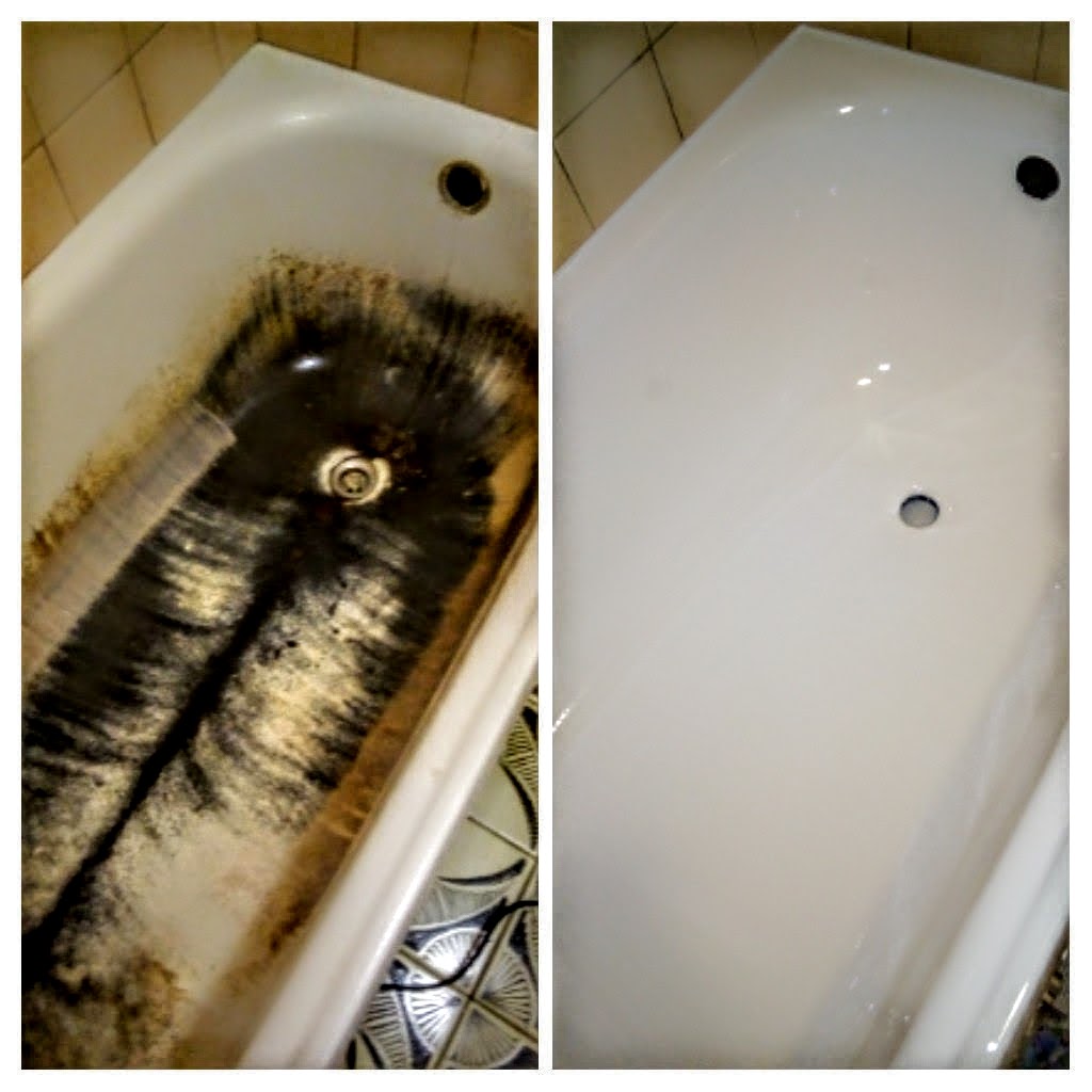 Стальная ванна до и после реставрации